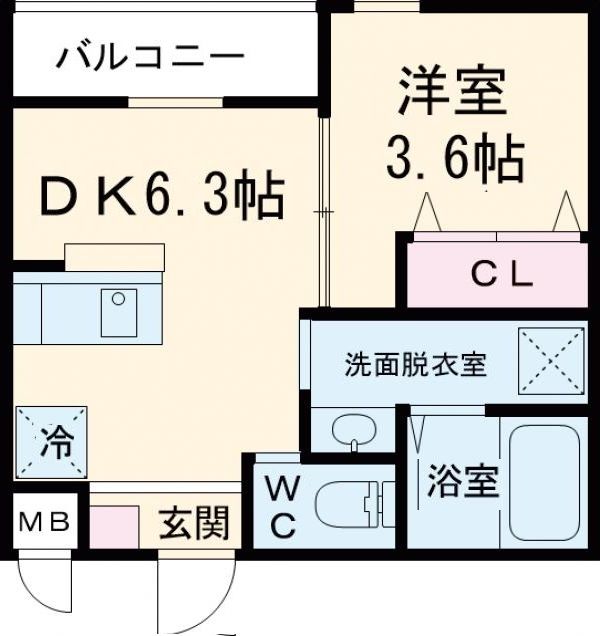 兵庫県神戸市兵庫区大開通５の賃貸マンションの間取り