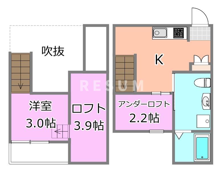 【千葉市中央区東千葉のアパートの間取り】