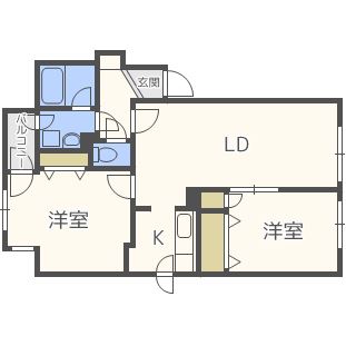 札幌市東区北四十一条東のマンションの間取り