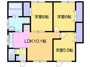 江別市向ケ丘のアパートの間取り