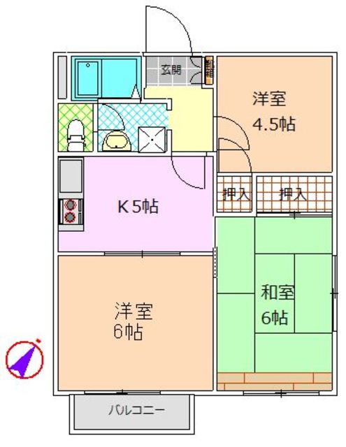 駿東郡小山町用沢のアパートの間取り