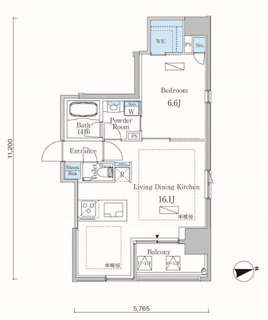 港区麻布十番のマンションの間取り