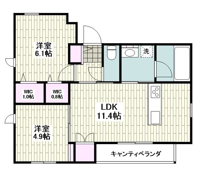 【平塚市錦町のマンションの間取り】