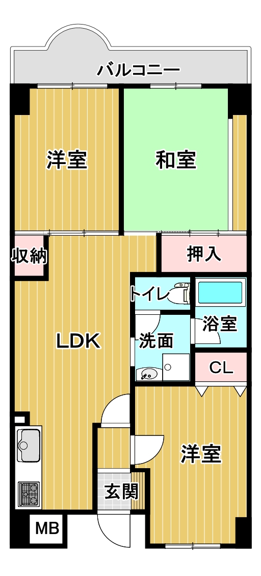 岸和田市下松町のマンションの間取り