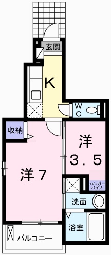 姫路市北平野のアパートの間取り