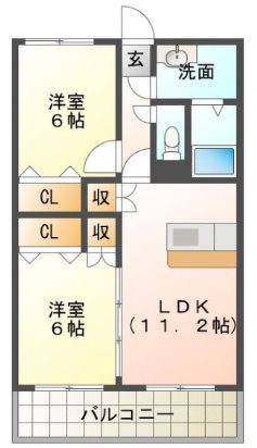 熊本市南区富合町小岩瀬のマンションの間取り