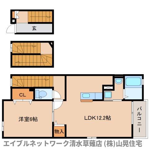 静岡市葵区瀬名川のアパートの間取り