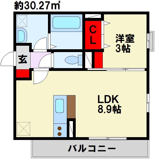 北九州市八幡西区東鳴水のアパートの間取り