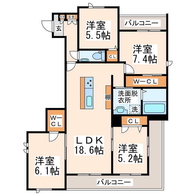 【熊本市中央区新大江のアパートの間取り】