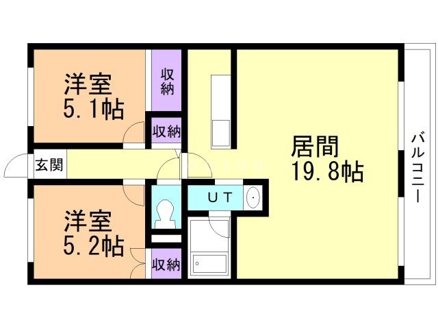 函館市桔梗のマンションの間取り