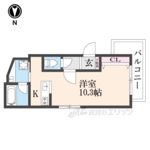 京都市山科区大宅中小路町のアパートの間取り