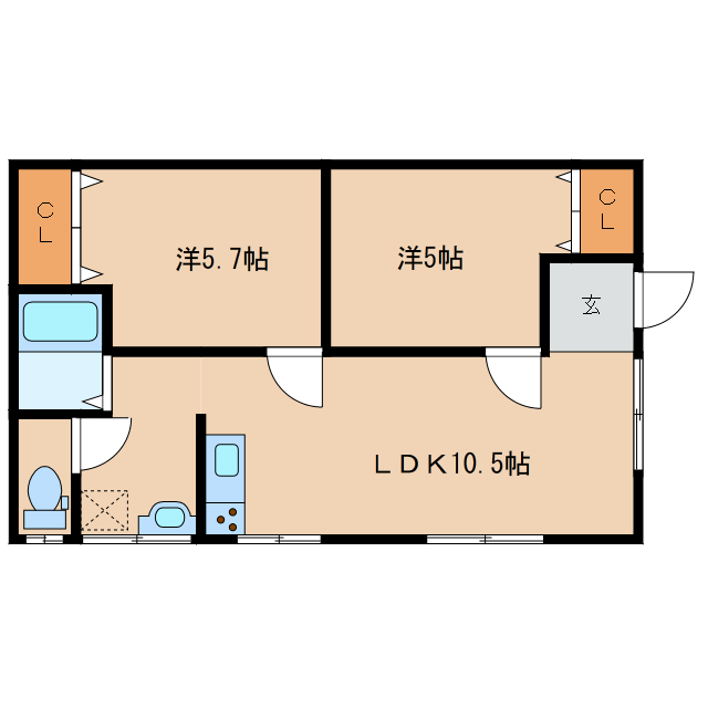 都城市栄町のアパートの間取り