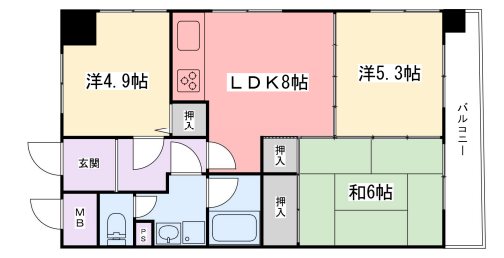 高砂市高砂町浜田町のマンションの間取り