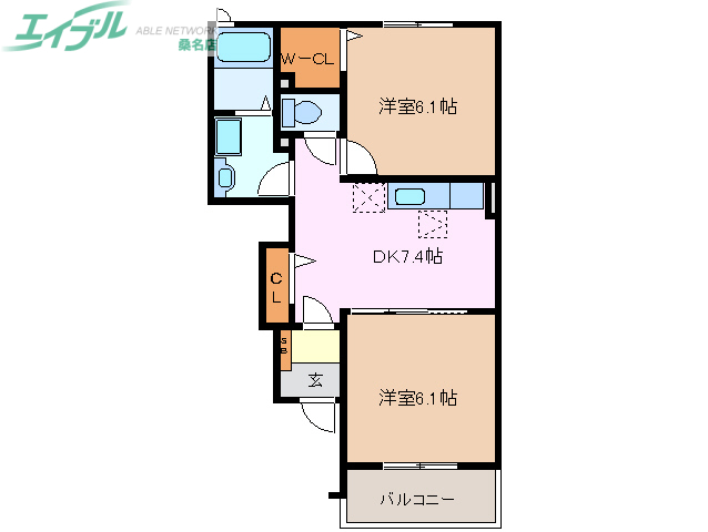 三重郡川越町大字北福崎のアパートの間取り