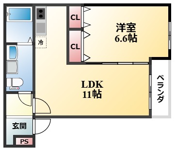 豊中市長興寺北のアパートの間取り