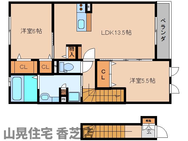 香芝市別所のアパートの間取り