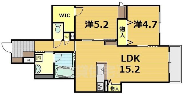 京都市伏見区深草大亀谷大山町のアパートの間取り