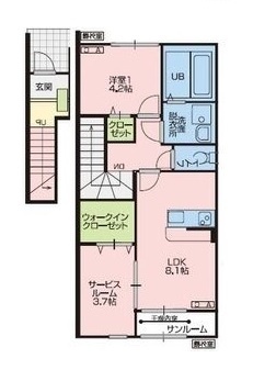 天童市中里のアパートの間取り