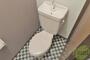 トイレ　トイレはこちらです。おしゃれなタイルですね。