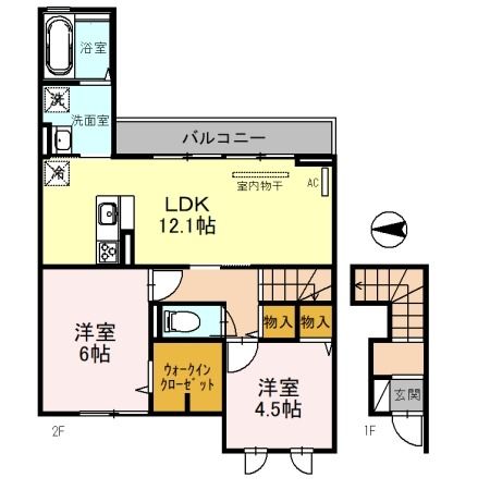 近鉄南大阪線 恵我ノ荘駅 徒歩7分 2階建 築6年の間取り写真