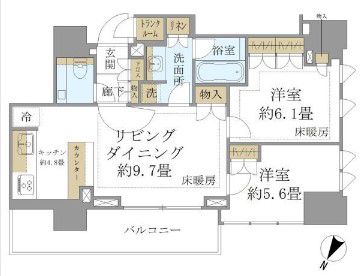 東京メトロ南北線 白金高輪駅 徒歩3分 26階建 築5年の間取り写真