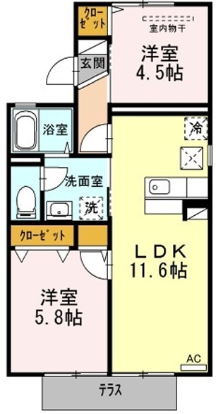 ＪＲ山陽本線 庭瀬駅 徒歩8分 2階建 築42年の間取り写真