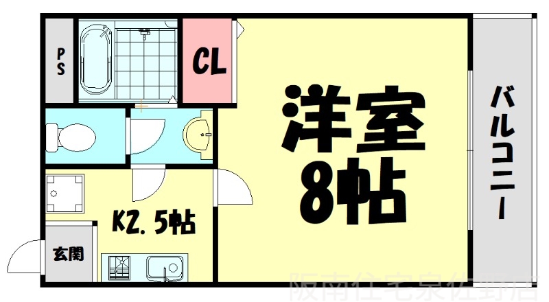 南海本線 泉佐野駅 徒歩2分 3階建 築27年の間取り写真