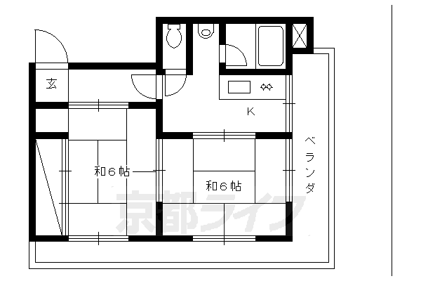 京都市右京区嵯峨天龍寺瀬戸川町のマンションの間取り