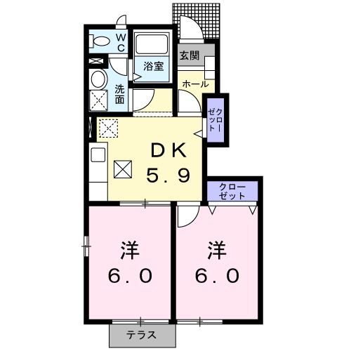 相馬市大曲のアパートの間取り