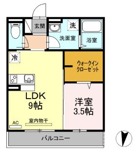 【福山市神辺町大字新徳田のアパートの間取り】