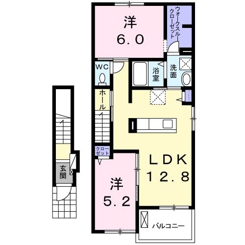 西予市宇和町下松葉のアパートの間取り