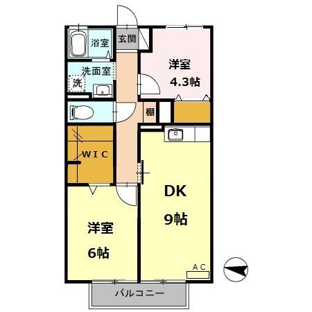 福知山市篠尾新町のアパートの間取り