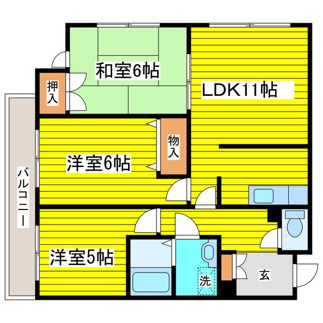 札幌市東区北二十二条東のマンションの間取り