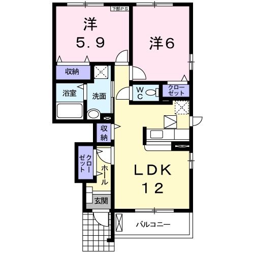 福山市駅家町大字今岡のアパートの間取り