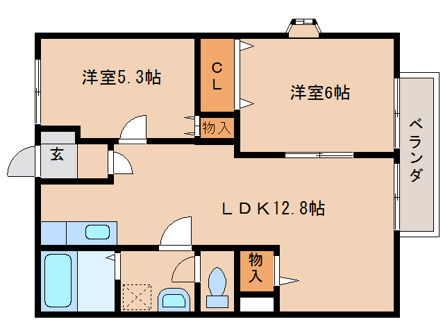 橿原市出合町のアパートの間取り