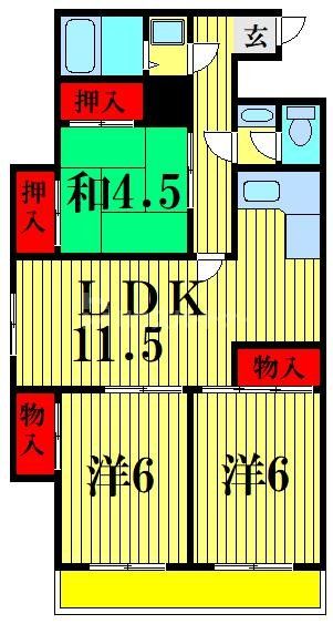 松戸市松飛台のマンションの間取り