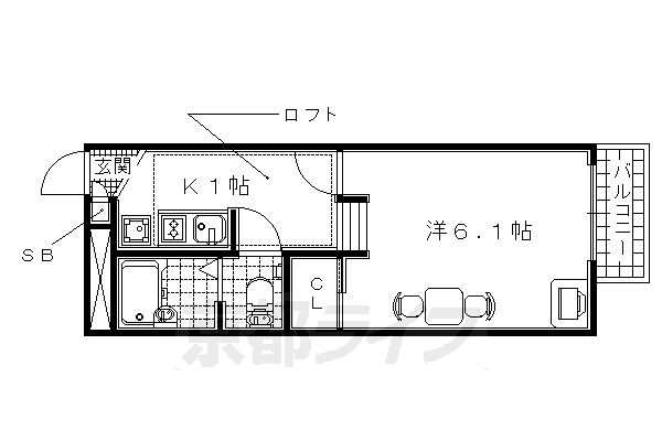 宇治市木幡のアパートの間取り