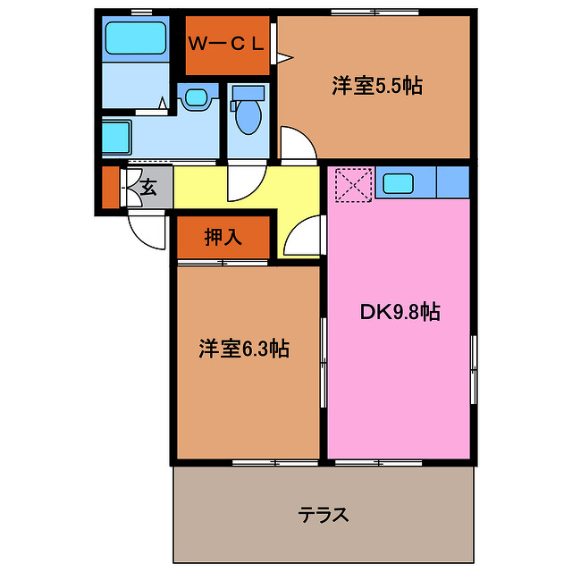 津市久居野村町のアパートの間取り