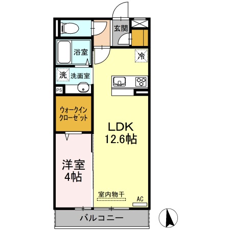 山口市小郡栄町のアパートの間取り