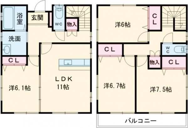 忠生３青木賃貸住宅の間取り