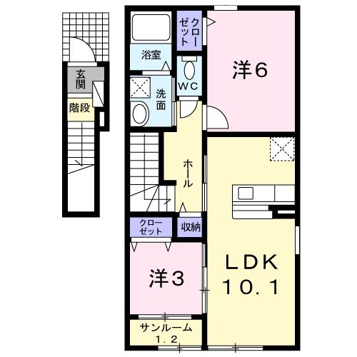 新潟市江南区二本木のアパートの間取り