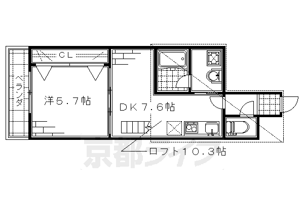 京都市伏見区深草西浦町８丁目のマンションの間取り