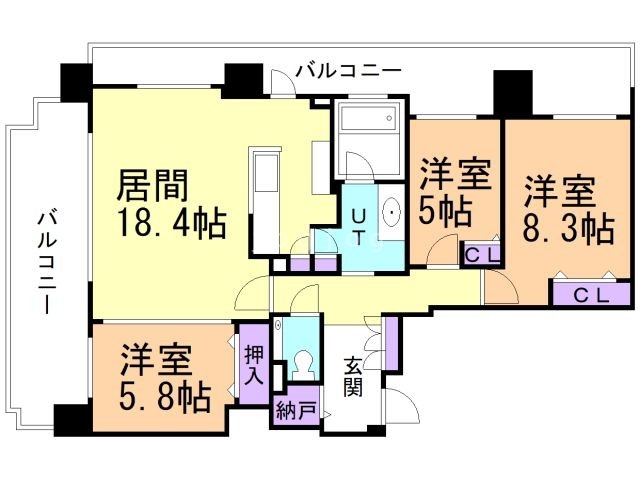 【札幌市豊平区平岸四条のマンションの間取り】