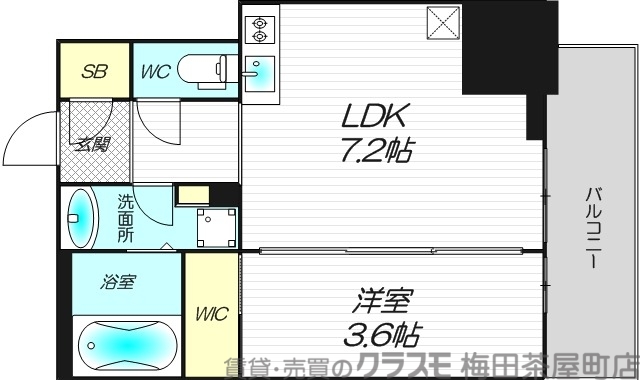 ルフォンプログレ堺筋本町タワーレジデンスの間取り