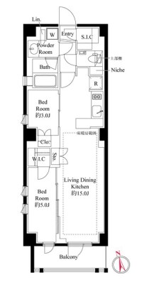 港区西麻布のマンションの間取り