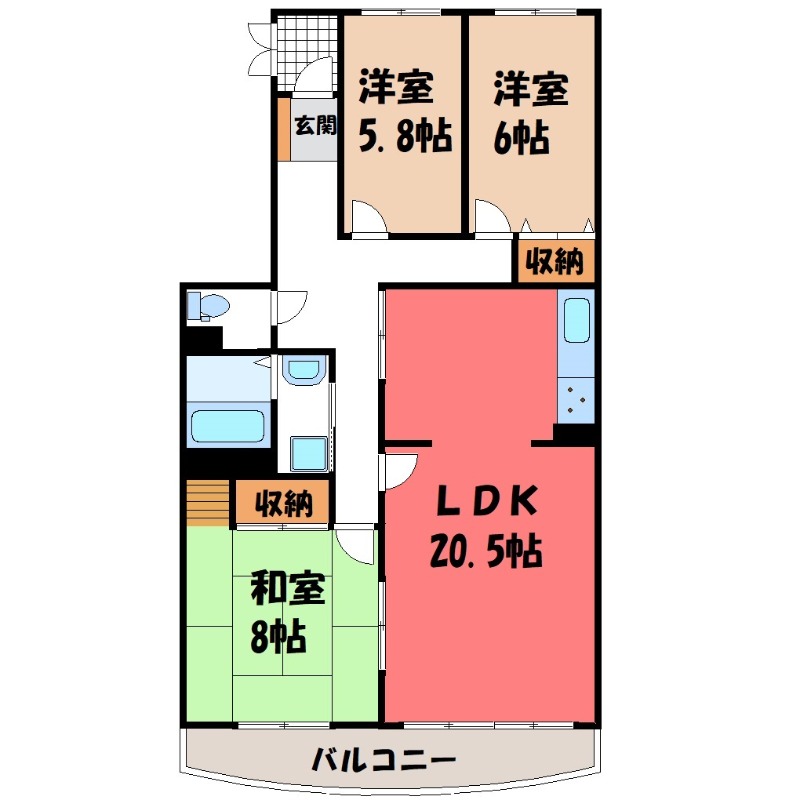 【下野市川中子のマンションの間取り】