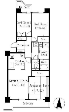 板橋区坂下のマンションの間取り