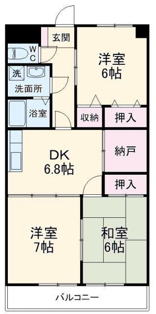 豊橋市花田町のマンションの間取り