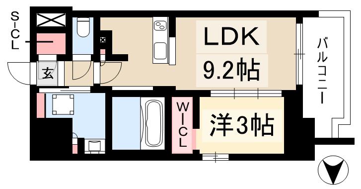 プレサンス　レイズ　千種今池の間取り