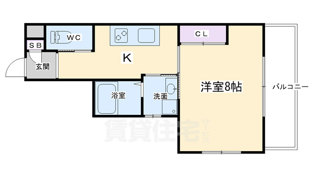 京都市左京区岩倉南平岡町のマンションの間取り